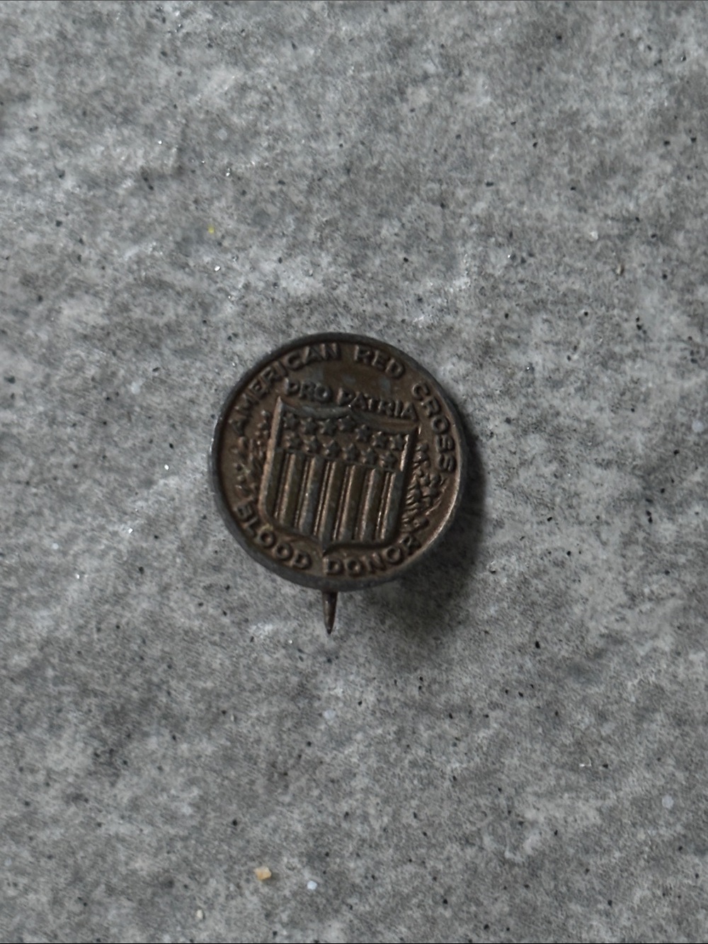 Vintage American Red Cross Pro Patria Blood Donor Pin Bronze Toned Copper